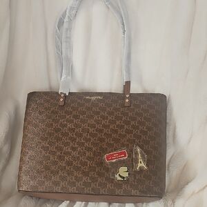 Karl Lagerfeld Brown Tote with Iconic Charms
